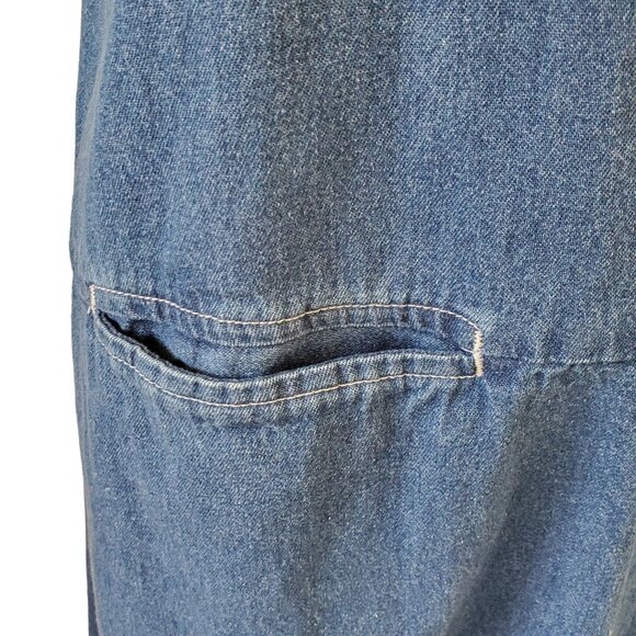 VTG Chambray Jumper Dress Women's 16 Blue Suspenders Pockets Boston Classics - Picture 12 of 12